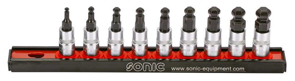 Sonic 1/4" Hex Bit Socket Set Rounded (9pcs) (100903, SONIC)