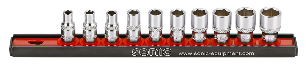 Sonic 1/4" Socket Set with Metal Holder 10pcs (101001, SONIC)