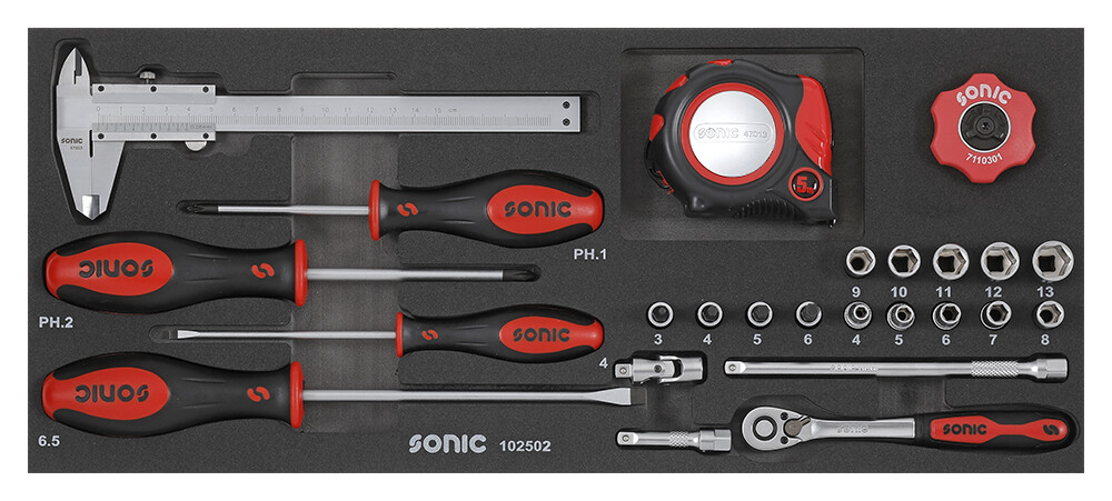 Kombinuotas rinkinys įrankių dėžėms (25vnt.) (102502, SONIC)