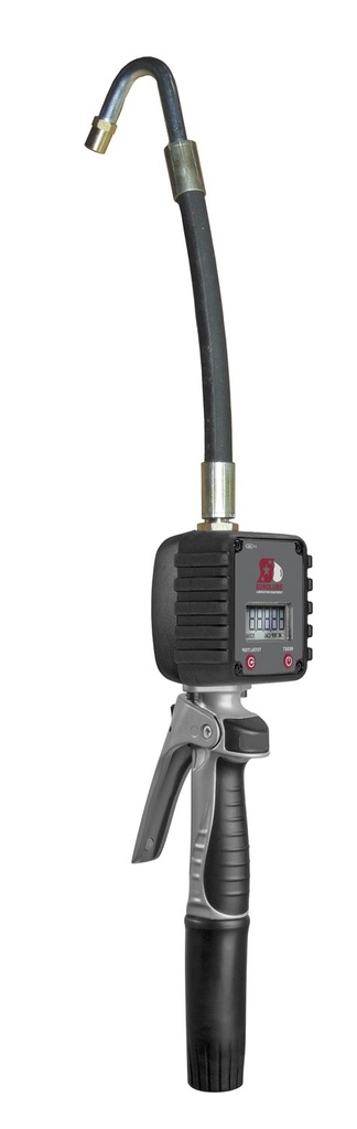 Electronic hose end oil meter, 135° flexible outlet with automatic non-drip nozzle (10391, EUROLUBE)