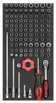 Įrankių komplektas į vežimėlį, 102 vnt.,110201 SONIC EQUIPMENT