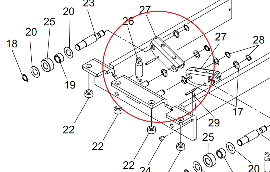 [Ratukų mechanizmas J30 PK] Ašies keltuvo ratukų mechanizmas, J30 PK-PX-PR, Ravaglioli