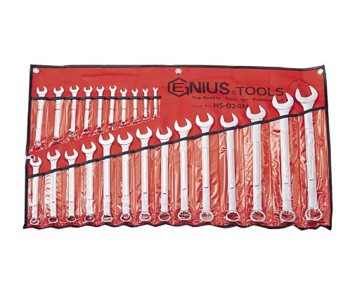 Raktų kombinuotų (raktas/kilpa) komplektas (24vnt) HS-024M, GENIUS TOOLS