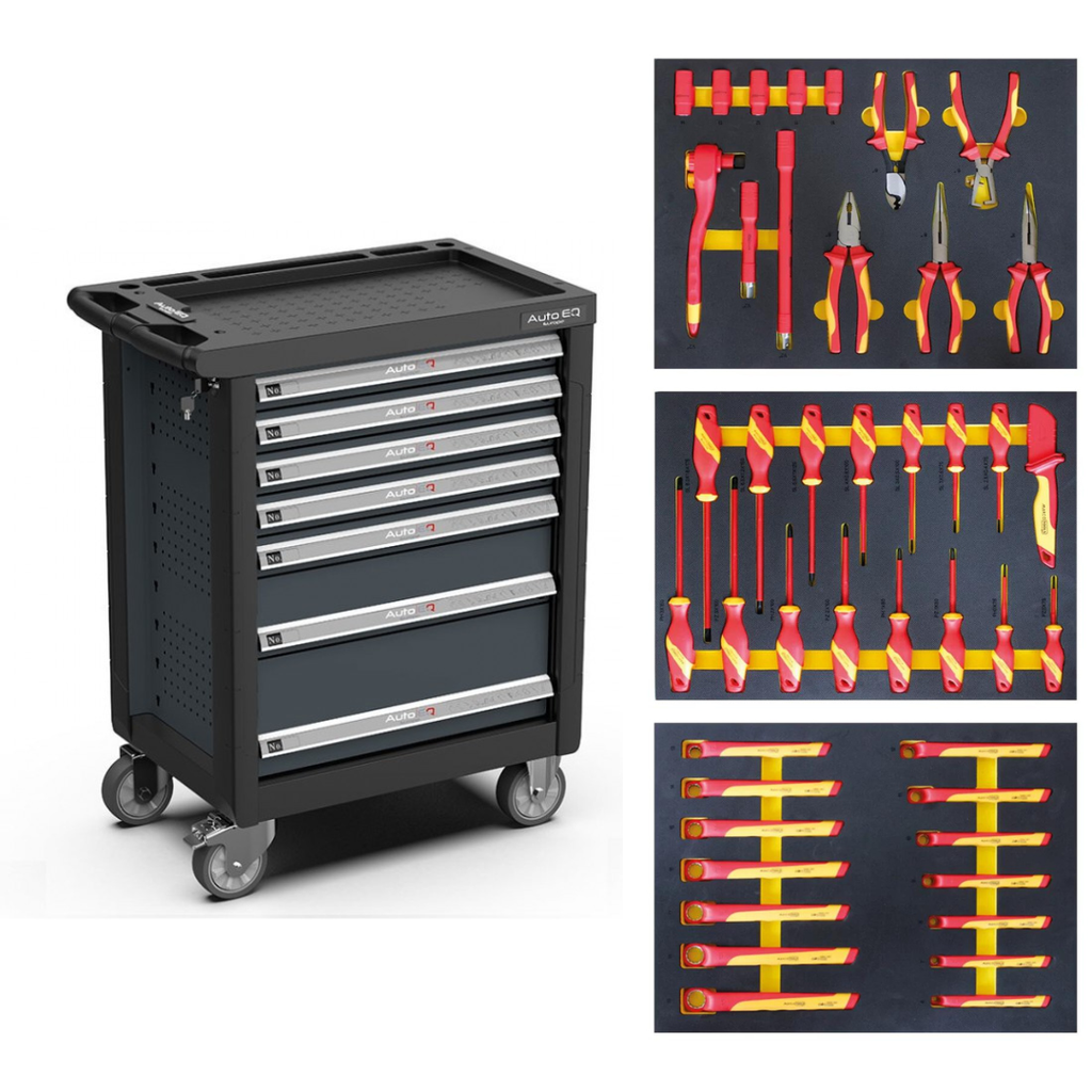 Tool trolley for electrician, 7 drawers, with 43 pcs. tools AQT7043 AutoEQ