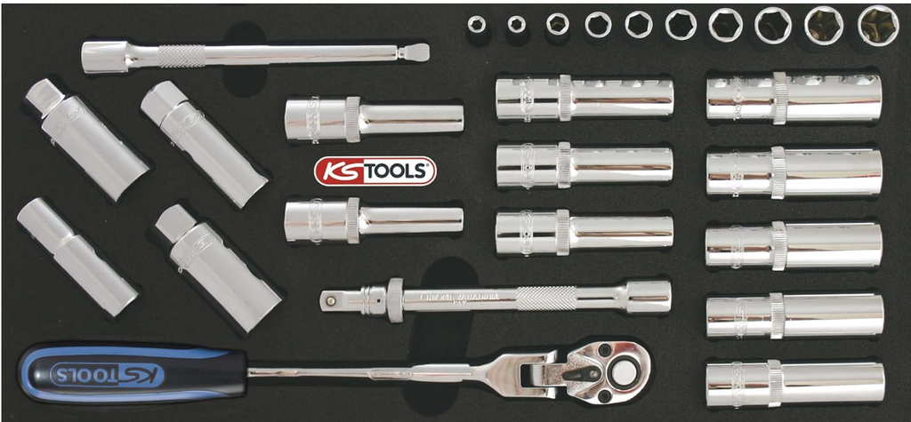 1/2 raktų su terkšle kompl. (818.1304, KS TOOLS)