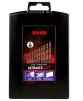 259215ERO Twist Drill Bit Set, DIN 338 Type 1mm to 13mm Dia, HSSE-Co 5 Plastic Case, 25 Pieces (4177106, RUKO)