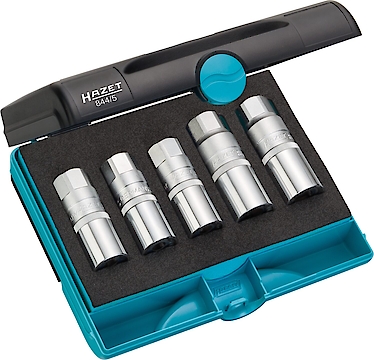 HAZET Stud extractor set 844/5 - 1/2 inch (12.5 mm) square, hollow