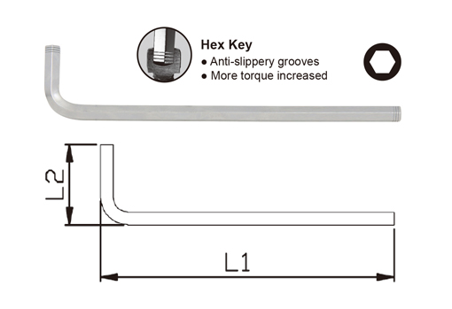 ANTI-SLIP EXTRA LONG ARM HEX KEY, SIZE: 10.0MM (H03SA1100, JONNESWAY)