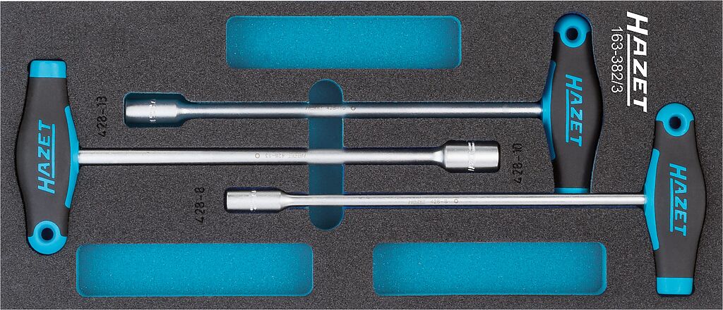 Nut-driver set - with T-handle (163-382/3, HAZET)