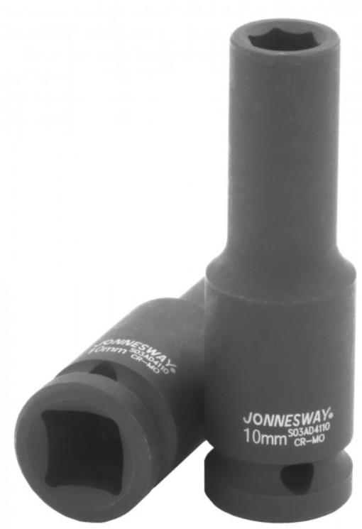 1/2"DR 6PT FLANK DEEP IMPACT SOCKET, SIZE: 10MM (S03AD4110, JONNESWAY)