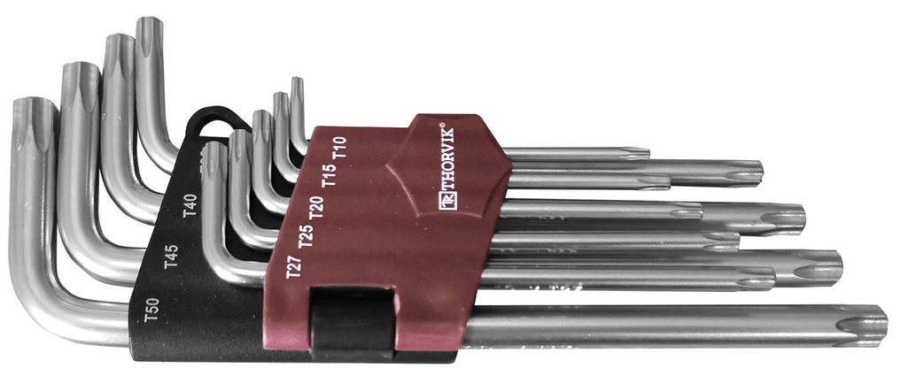 Long arm TORX key set 9 pcs T10, T15, T20, T25, T27, T30, T40, T45, T50 (TK9S, THORVIK)