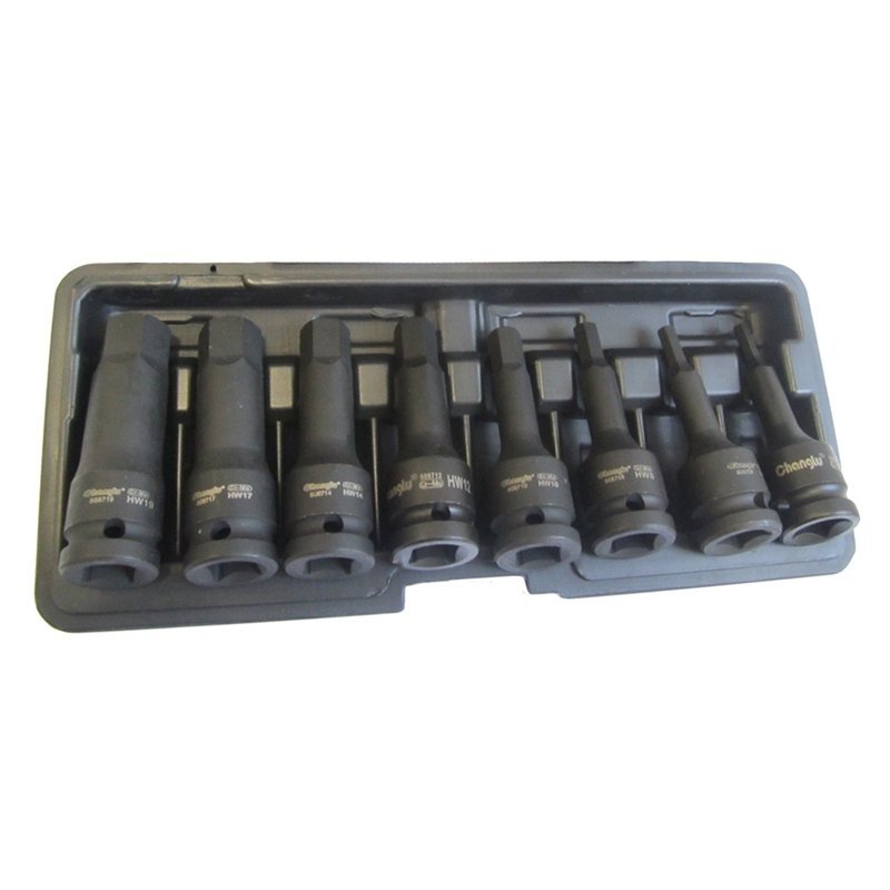 1/2" Prailgintų galvučių smūginių su antgaliais rinkinys (HEX) 8 vnt. (CL507208)