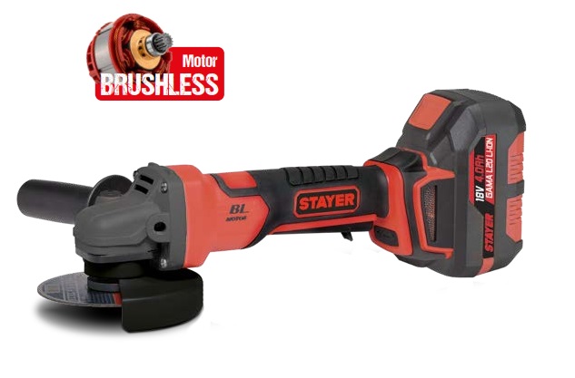 Akumuliatorinis kampinis šlifuoklis 18V AGB125 L20 (2 x 6.0Ah) STAYER 1.3300