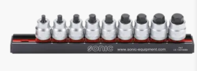 Galvučių 3/8 su trumpai šešiakampiais komplektas (10vnt.) 