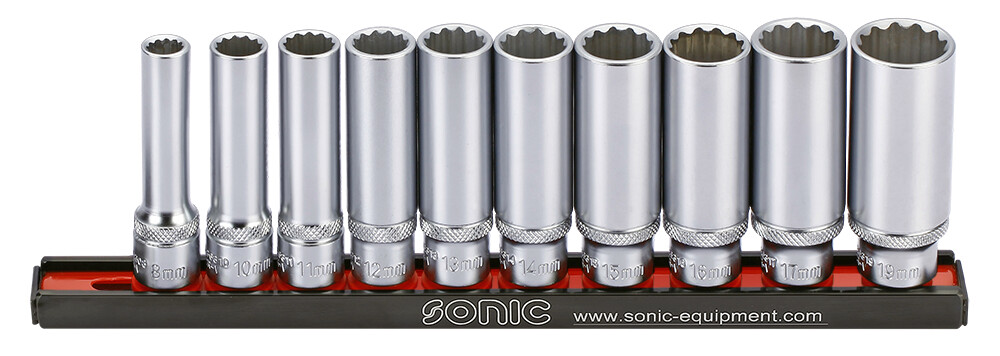 Sonic 3/8" Drive Deep 12-Point Socket Set 10-Piece (201010, SONIC)