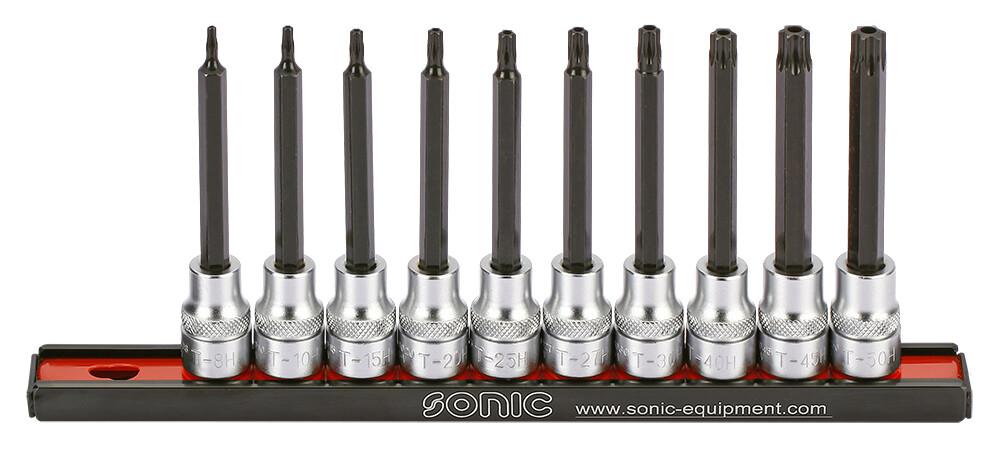 TORX tamperiams atsparių antgalių 3/8 rinkinys (10vnt.) (201013, SONIC)