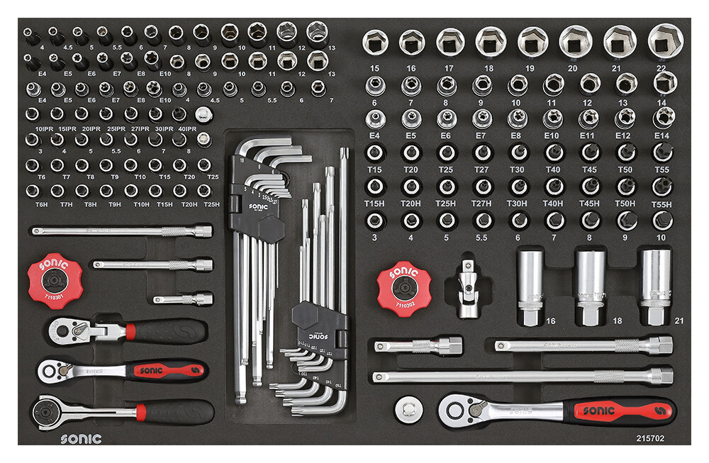 Combination tool set 1/4" and 3/8" SFS-M, 157 pcs, Sonic Equipment (215702, SONIC)