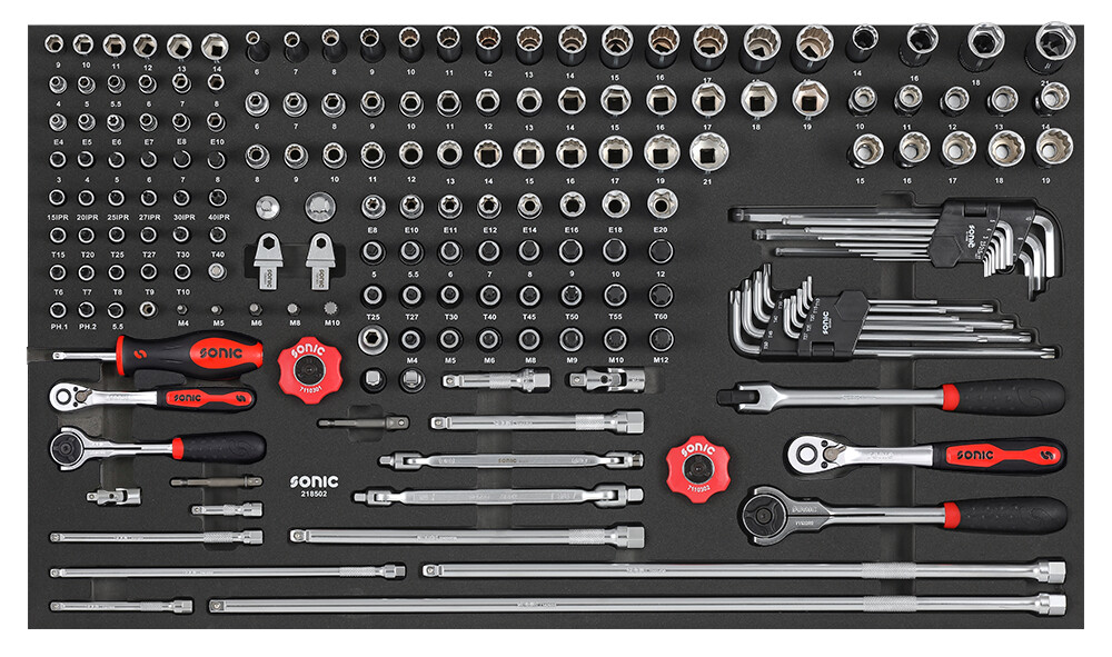 Įrankių komplektas į vežimėlius (185vnt) SONIC EQUIPMENT (218502, SONIC)