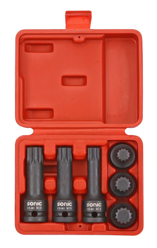 Thin-wall 12-point impact socket set 1/2, 6 pcs (300601, SONIC)
