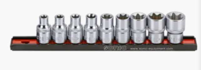 Flank socket 1/2" TX-E on rail 9-pcs.