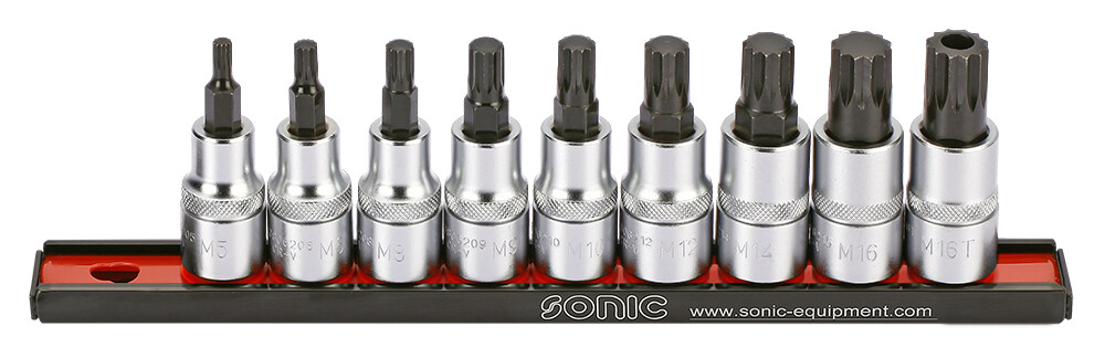 Spline bit socket set 1/2 col., 9 pcs (300906, SONIC)