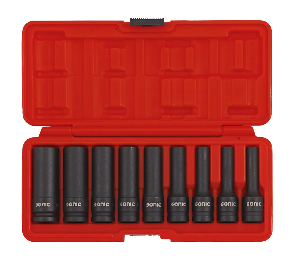 Impact socket set 1/2 long E-profile, 9 pcs (300910, SONIC)