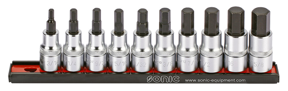 Sonic Bit Socket Set 1/2" Hex SAE 10-Piece (301002, SONIC)