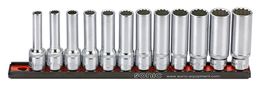 Sonic Deep Flank Socket Set 1/2" 12-Point 12pcs (301204, SONIC)