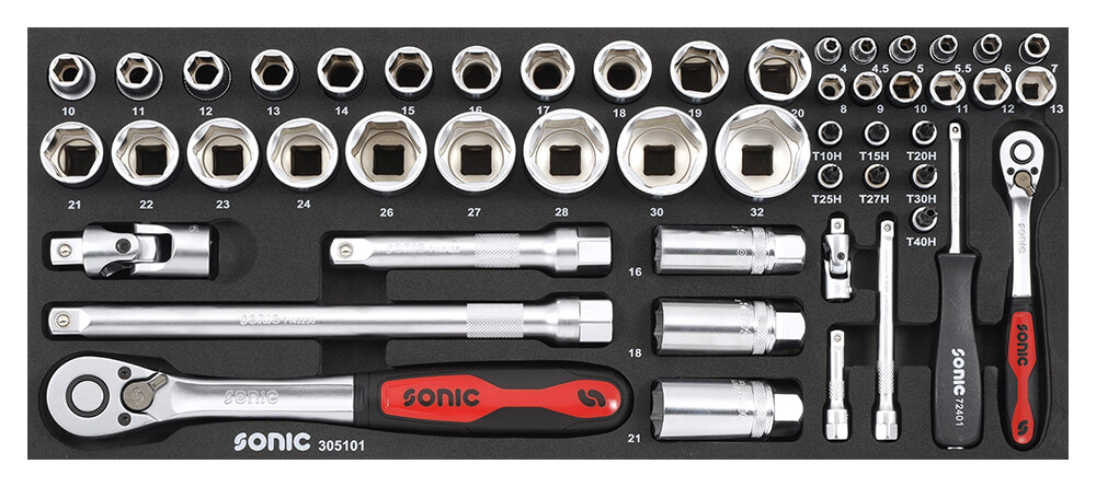 Galvučių komplektas įrankių dėžei (51vnt) (305101, SONIC)