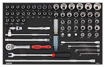 Socket set 1/2" for trolley, 66 pcs (306601, SONIC)