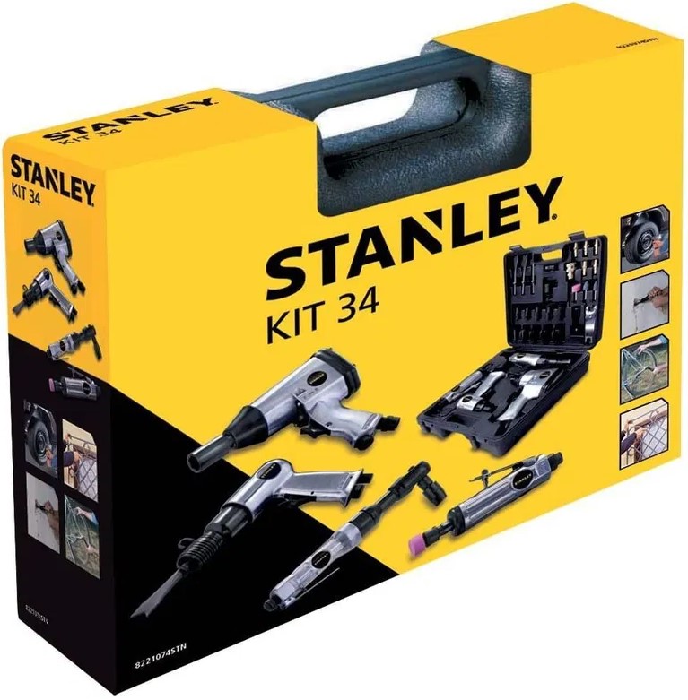 Pneumatinių įrankių rinkinys su priedais STANLEY, 6 bar, 34 dalių (STANLEY Kit 34)
