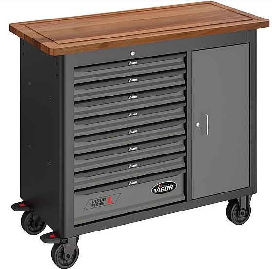 Įrankių vežimėlis su mediniu 1211x521mm stalviršiu VIGOR Equipment V4813