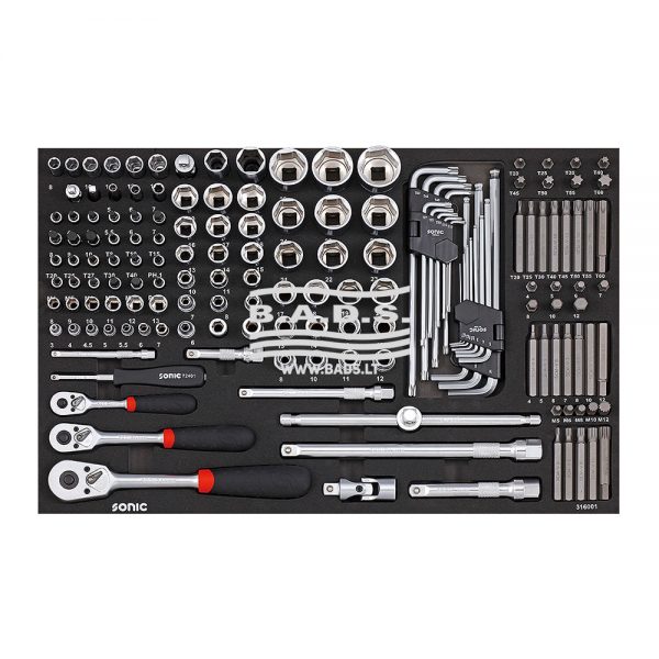 Įrankių komplektas į vežimėlį, 160 vnt., 316001, SONIC 