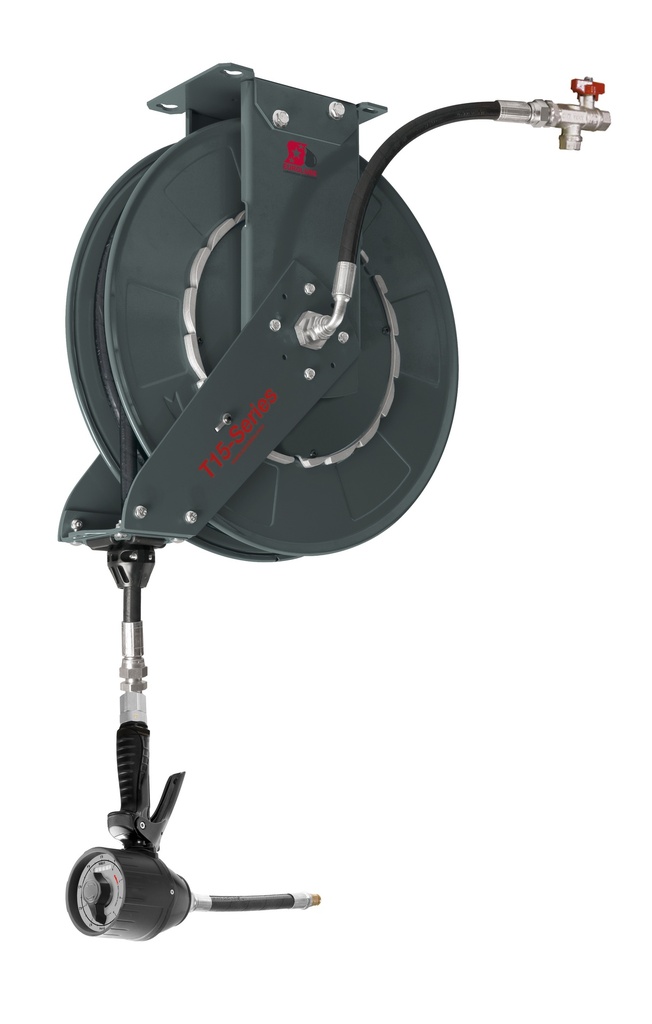 T15 Hose Reel kit Oil - 10mx1/2" with mechanical meter (317-07, EUROLUBE)