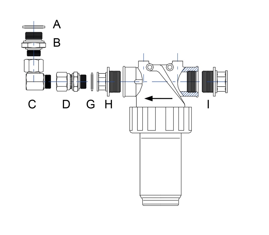 Filtro (sieto) prijungimo rinkinys, tiesioginis prijungimas prie siurblio kojinio vožtuvo (3188771, EUROLUBE)