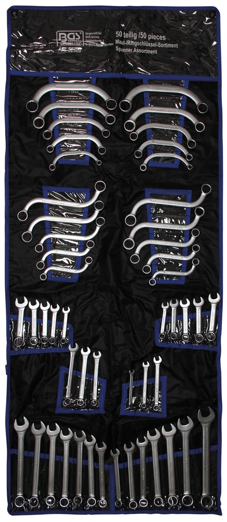 Kombinuotų raktų asortimentas | coliniai / metriniai dydžiai | 50 vnt.