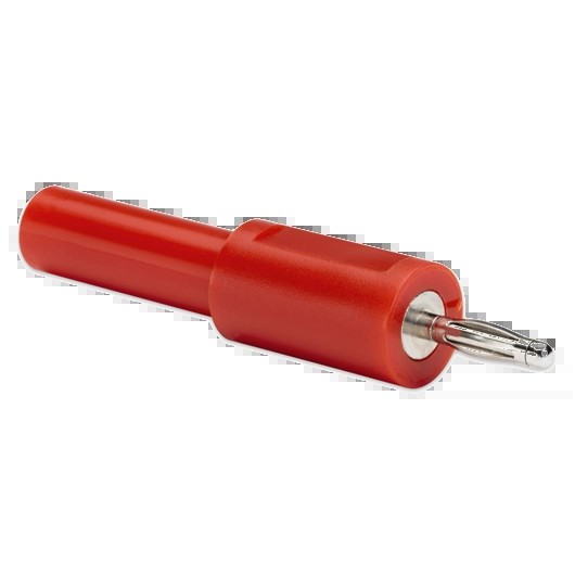 Adapteris: izoliuotas 4 mm lizdas – 2 mm kištukas, raudonas (TA307, PICO)