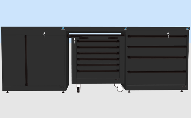 Darbastalio Modulių Komplektas, 2,7m, Su Įrankių Vežimėliu Keen Space B - 2.7M-LONG 