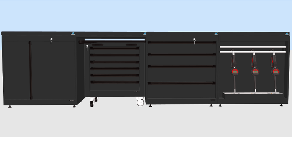 Darbastalio Modulių Komplektas, 3,6m, Su Įrankių Vežimėliu ir Alyvos Išdavimo Moduliu Keen Space A - 3.6M-LONG