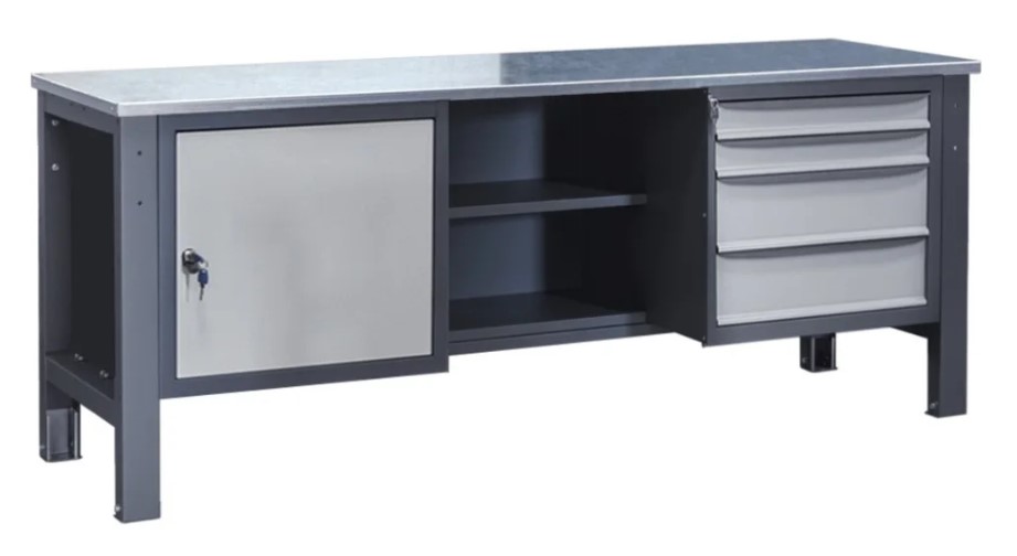 Sustiprintas darbastalis 2100x620x850H su 2 spintelėmis