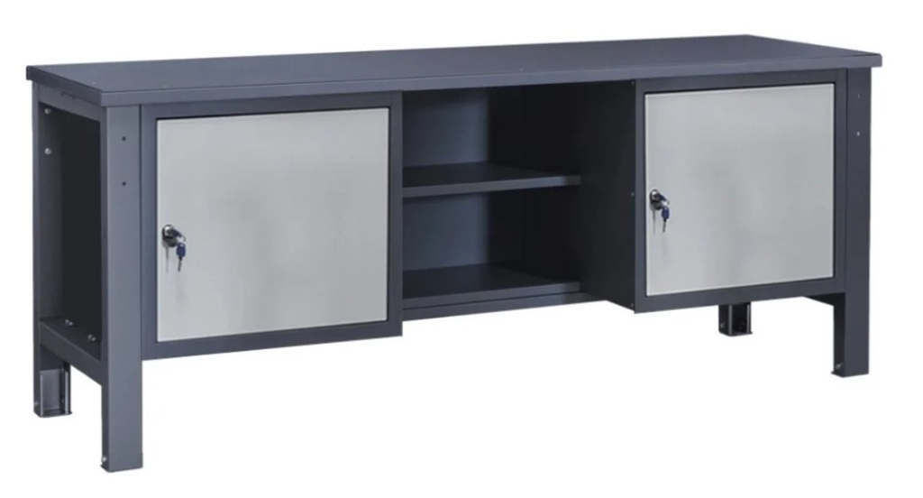 Sustiprintas darbastalis 2100x620x850H su 2 spintelėmis 