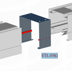 Bėginės dujų ištraukimo sistemos ETL bėgių jungiamasis komponentas ETL-FSG CORAL AUTOMOTIVE EQUIPMENT