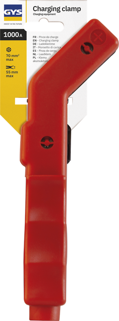 RED INSULATED CURVED CLAMP 1000A - on card, GYS