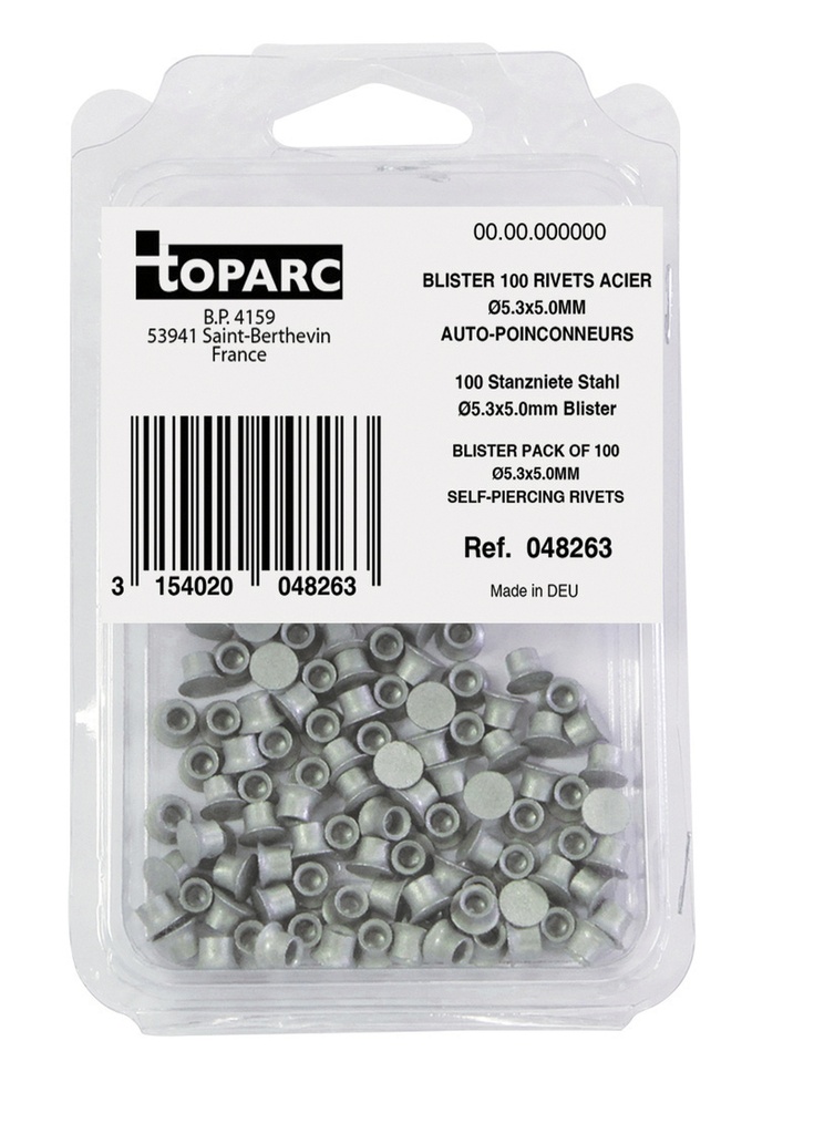 Savigręžės plieninės kniedės Ø5,3 × 5,0 mm, 100 vnt. (048263, GYS)