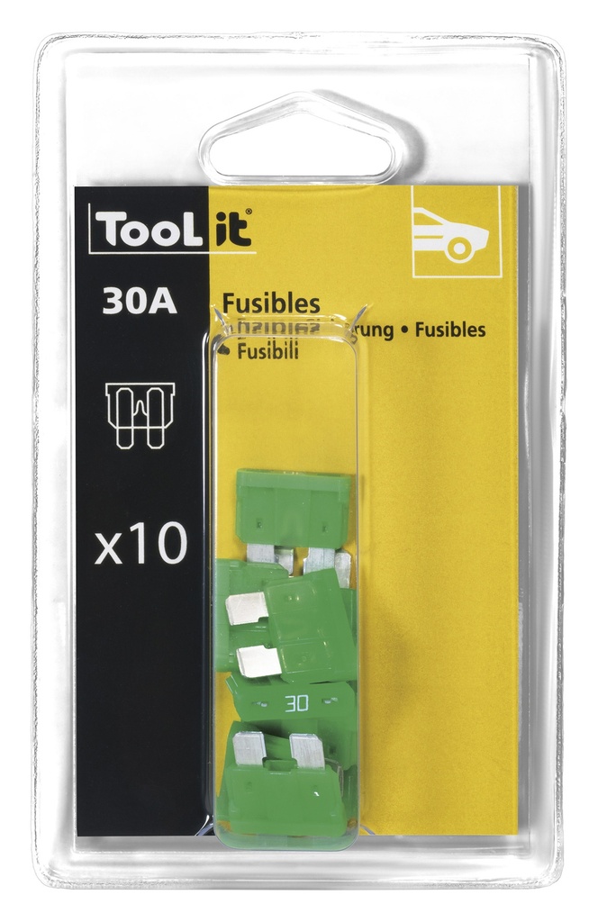 Fuse kit 10 × 30 A, blade, for chargers (054523, GYS)