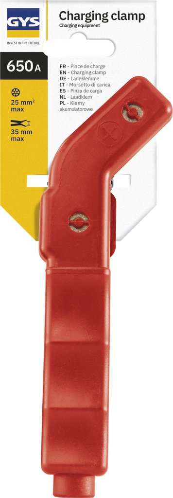 CURVED INSULATED CLAMP 650A RED - on card (055551, GYS)