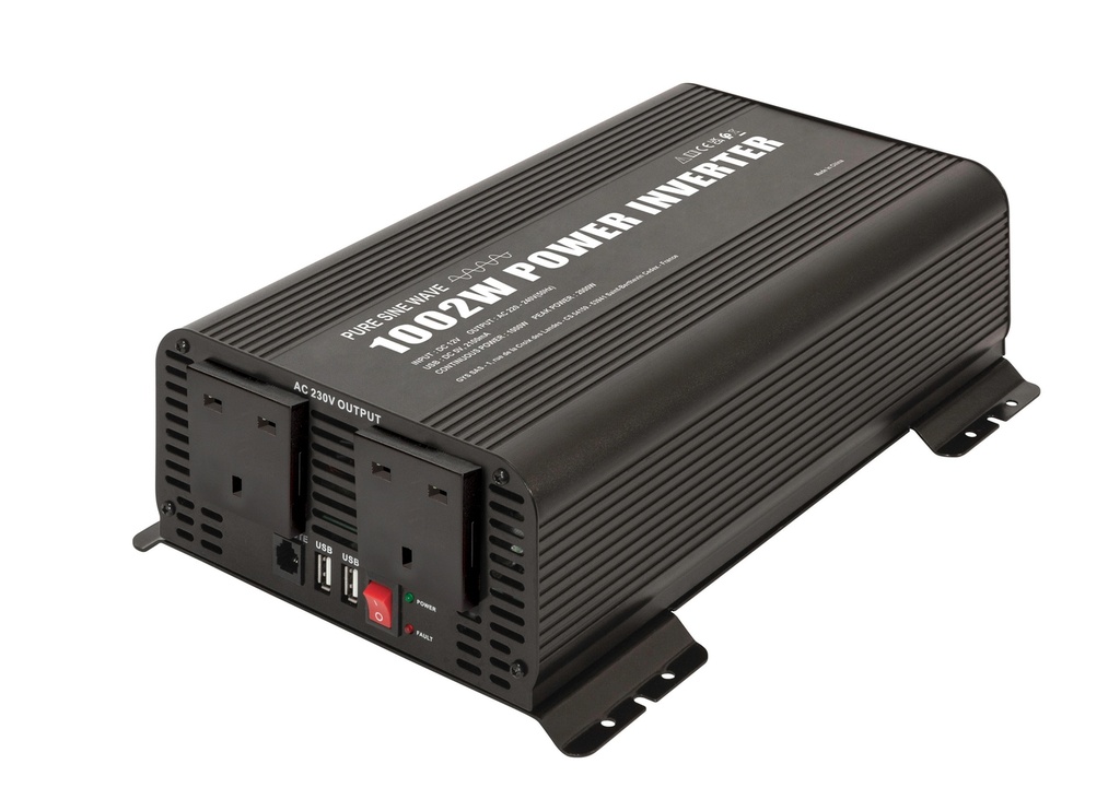 Įtampos keitiklis PSW 1002W – 12V – su nuotolinio valdymo ekranu – UK (067363, GYS)