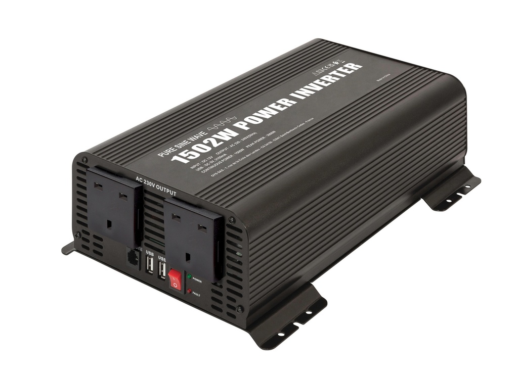 Įtampos keitiklis PSW 1502W – 12V – su nuotolinio valdymo ekranu – UK (067387, GYS)