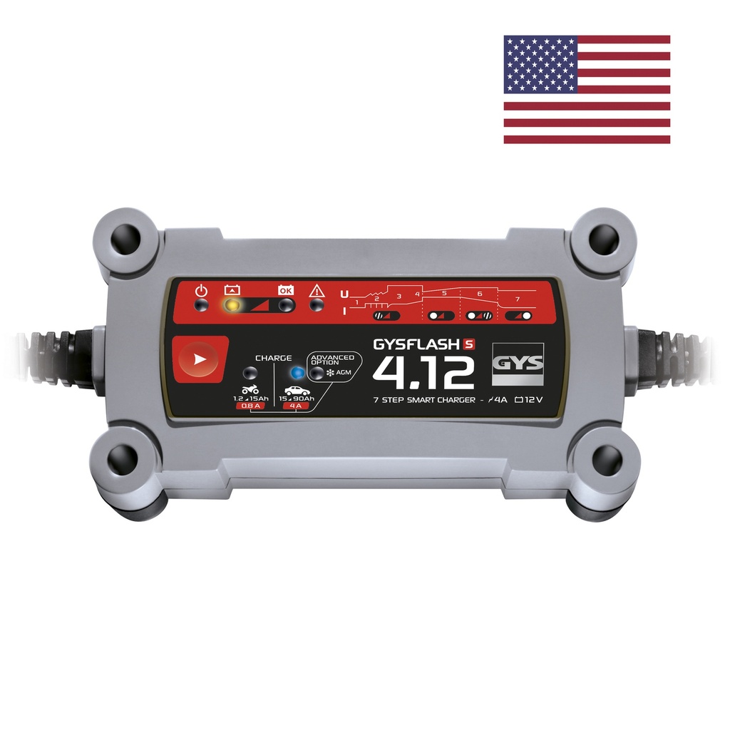 Akumuliatorių pakroviklis GYSFLASH S 4.12 - 110V - US (072701, GYS)