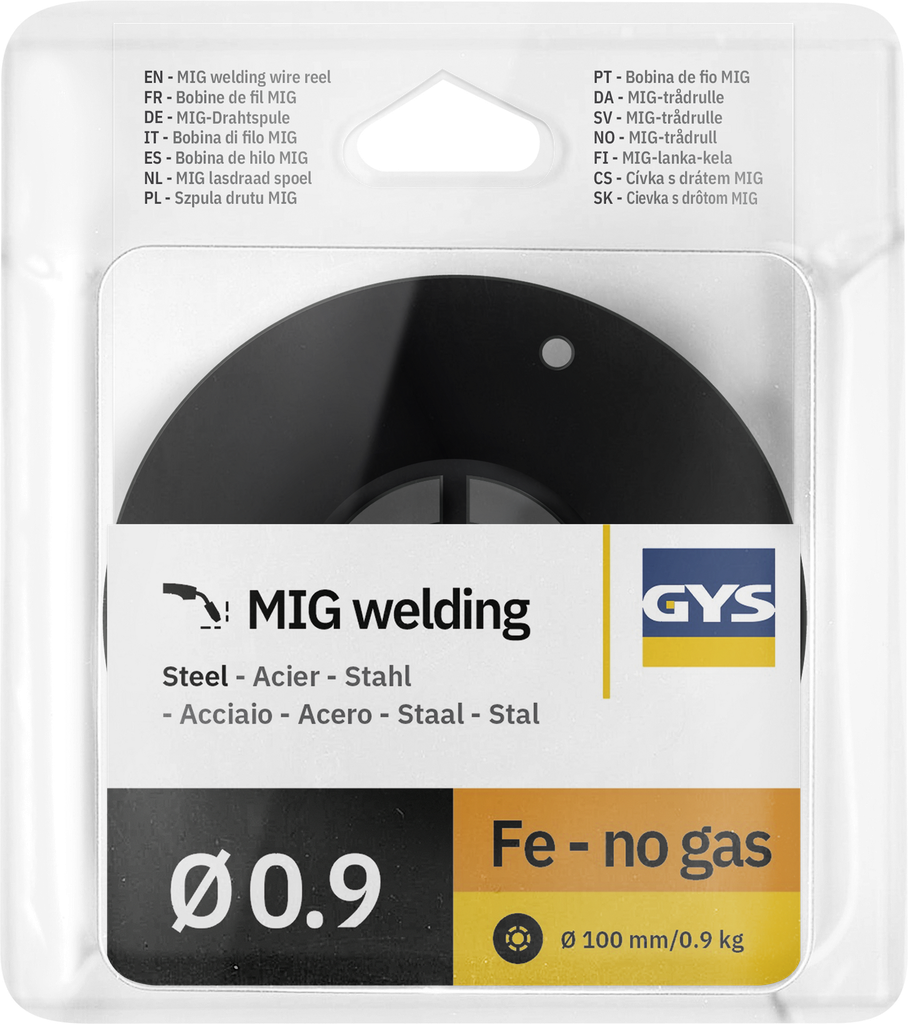 Flux cored wire, No Gas, Ø0.9 – 0.9 kg S100 plastic reel – E71T-GS (086104, GYS)